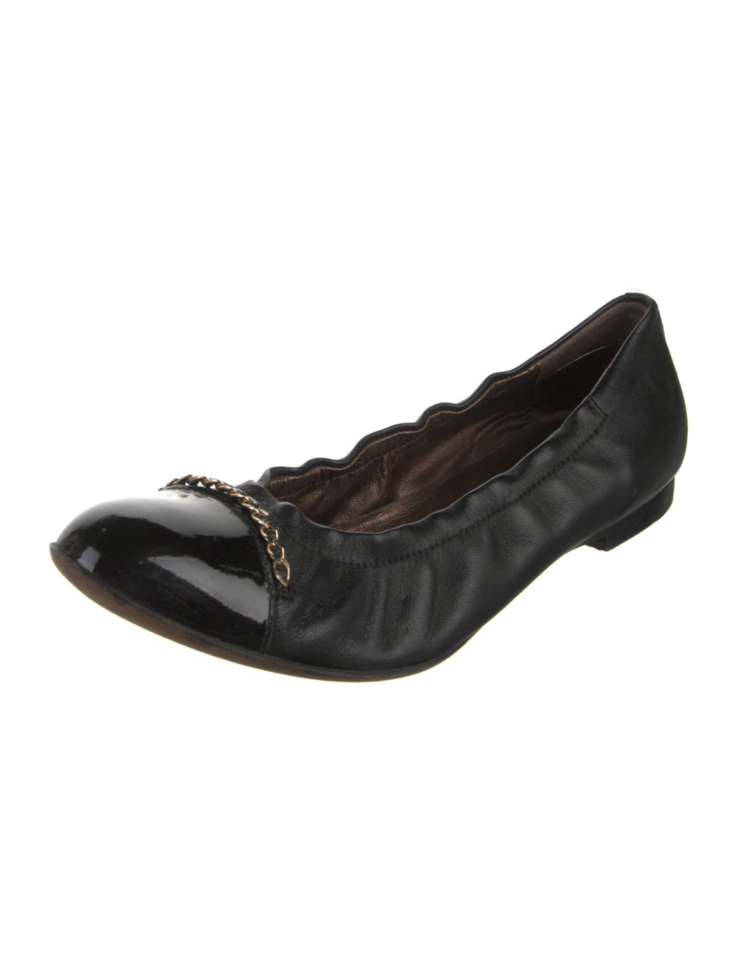 AGL Leather Chain-Link Accents Ballet Flats
